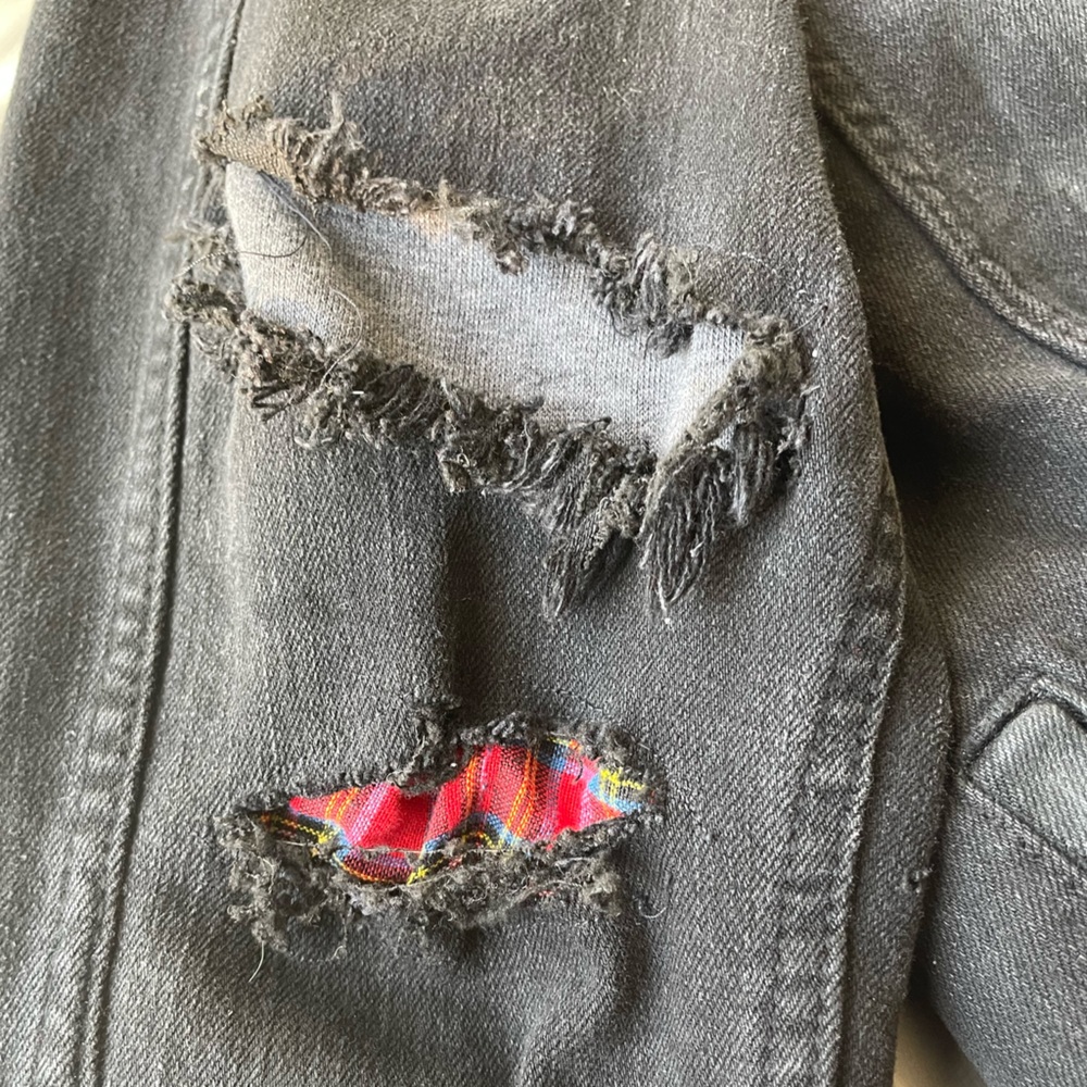 Custom Denim Jacket Givenchy Inspired Spikes Fray… - image 3